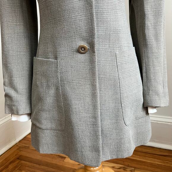 Vintage 90s Henri Bendel Long Wool Blazer 2 – Made in Italy, Gray Longline Style - Picture 5 of 13